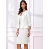 imageAllegra K Womens 2 Piece Skirt Sets 34 Sleeve Collarless Tweed Jacket Pencil Skirt Set Elegant Business Casual OutfitWhite