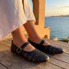 imageAllegra K Womens Buckle Round Toe Cutout Slip on Flats PumpsBlack2