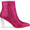 imageAllegra K Womens Clear Block Heel Glitter Hot Pink Ankle Boots 7 m US