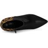 imageAllegra K Womens Contrast Color Leopard Print Stiletto Heel Ankle BootsBlack