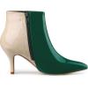 imageAllegra K Womens Contrast Color Leopard Print Stiletto Heel Ankle BootsGreen Beige