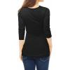 imageAllegra K Womens Cowl Neck Tops Long Sleeve Buttons Decor Tuinc Shirts Ruched TopBlack