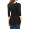 imageAllegra K Womens Cowl Neck Tops Long Sleeve Buttons Decor Tuinc Shirts Ruched TopBlack