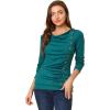 imageAllegra K Womens Cowl Neck Tops Long Sleeve Buttons Decor Tuinc Shirts Ruched TopBlue Green