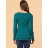 imageAllegra K Womens Cowl Neck Tops Long Sleeve Buttons Decor Tuinc Shirts Ruched TopBlue Green