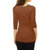 imageAllegra K Womens Cowl Neck Tops Long Sleeve Buttons Decor Tuinc Shirts Ruched TopBrown