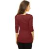 imageAllegra K Womens Cowl Neck Tops Long Sleeve Buttons Decor Tuinc Shirts Ruched TopBurgundy