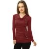 imageAllegra K Womens Cowl Neck Tops Long Sleeve Buttons Decor Tuinc Shirts Ruched TopBurgundy