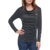 imageAllegra K Womens Cowl Neck Tops Long Sleeve Buttons Decor Tuinc Shirts Ruched TopDark Gray