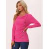 imageAllegra K Womens Cowl Neck Tops Long Sleeve Buttons Decor Tuinc Shirts Ruched TopFushcia Pink