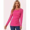 imageAllegra K Womens Cowl Neck Tops Long Sleeve Buttons Decor Tuinc Shirts Ruched TopFushcia Pink