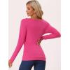 imageAllegra K Womens Cowl Neck Tops Long Sleeve Buttons Decor Tuinc Shirts Ruched TopFushcia Pink
