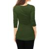 imageAllegra K Womens Cowl Neck Tops Long Sleeve Buttons Decor Tuinc Shirts Ruched TopGreen