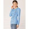 imageAllegra K Womens Cowl Neck Tops Long Sleeve Buttons Decor Tuinc Shirts Ruched TopLight Blue