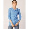 imageAllegra K Womens Cowl Neck Tops Long Sleeve Buttons Decor Tuinc Shirts Ruched TopLight Blue