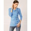 imageAllegra K Womens Cowl Neck Tops Long Sleeve Buttons Decor Tuinc Shirts Ruched TopLight Blue