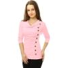 imageAllegra K Womens Cowl Neck Tops Long Sleeve Buttons Decor Tuinc Shirts Ruched TopLight Pink