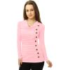 imageAllegra K Womens Cowl Neck Tops Long Sleeve Buttons Decor Tuinc Shirts Ruched TopLight Pink