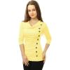 imageAllegra K Womens Cowl Neck Tops Long Sleeve Buttons Decor Tuinc Shirts Ruched TopLight Yellow