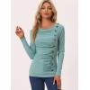 imageAllegra K Womens Cowl Neck Tops Long Sleeve Buttons Decor Tuinc Shirts Ruched TopMint Green