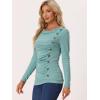 imageAllegra K Womens Cowl Neck Tops Long Sleeve Buttons Decor Tuinc Shirts Ruched TopMint Green
