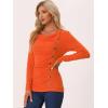imageAllegra K Womens Cowl Neck Tops Long Sleeve Buttons Decor Tuinc Shirts Ruched TopOrange