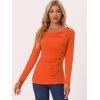 imageAllegra K Womens Cowl Neck Tops Long Sleeve Buttons Decor Tuinc Shirts Ruched TopOrange
