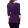 imageAllegra K Womens Cowl Neck Tops Long Sleeve Buttons Decor Tuinc Shirts Ruched TopPurple