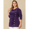 imageAllegra K Womens Cowl Neck Tops Long Sleeve Buttons Decor Tuinc Shirts Ruched TopPurple