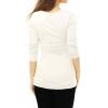 imageAllegra K Womens Cowl Neck Tops Long Sleeve Buttons Decor Tuinc Shirts Ruched TopWhite