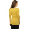 imageAllegra K Womens Cowl Neck Tops Long Sleeve Buttons Decor Tuinc Shirts Ruched TopYellow