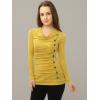 imageAllegra K Womens Cowl Neck Tops Long Sleeve Buttons Decor Tuinc Shirts Ruched TopYellow