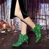 imageAllegra K Womens Glitter Pointed Toe Zipper Stiletto Heel Ankle BootsGreen
