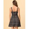 imageAllegra K Womens Plaid Tube Dress Zip Up Strap Sleeveless Party Mini ALine DressBlack