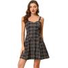 imageAllegra K Womens Plaid Tube Dress Zip Up Strap Sleeveless Party Mini ALine DressBlack