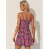 imageAllegra K Womens Plaid Tube Dress Zip Up Strap Sleeveless Party Mini ALine DressHot Pink