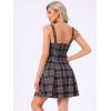 imageAllegra K Womens Plaid Tube Dress Zip Up Strap Sleeveless Party Mini ALine DressRed Royal Blue
