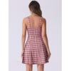 imageAllegra K Womens Plaid Tube Dress Zip Up Strap Sleeveless Party Mini ALine DressRed White