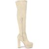 imageAllegra K Womens Platform Block Heel Beige Over Knee High Boots 6 M US
