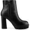 imageAllegra K Womens Platform Lug Sole Round Toe Side Zip Block Heeled Chelsea BootsBlack