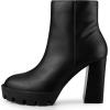 imageAllegra K Womens Platform Lug Sole Round Toe Side Zip Block Heeled Chelsea BootsBlack