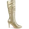 imageAllegra K Womens Pointed Toe Slouch Stiletto Heels Knee High BootsGold