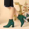 imageAllegra K Womens Pointy Toe Side Zip Chunky Heels Ankle BootsGreen