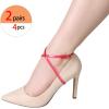 imageAllegra K Womens Shoe Ankle Straps Transparent AntiSlip Cross Over with Buckle Shoelaces for HeelsRed