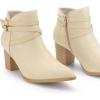 imageAllegra K Womens Strappy Pointed Toe Buckle Chunky Heel Ankle BootiesBeige