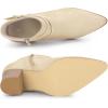 imageAllegra K Womens Strappy Pointed Toe Buckle Chunky Heel Ankle BootiesBeige