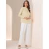 imageAllegra K Work Tops for Women Stand Collar Long Sleeve Ruched 2026 Trendy Blouse Business Casual Office ShirtApricot