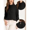 imageAllegra K Work Tops for Women Stand Collar Long Sleeve Ruched 2026 Trendy Blouse Business Casual Office ShirtBlack