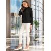 imageAllegra K Work Tops for Women Stand Collar Long Sleeve Ruched 2026 Trendy Blouse Business Casual Office ShirtBlack