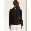 imageAllegra K Work Tops for Women Stand Collar Long Sleeve Ruched 2026 Trendy Blouse Business Casual Office ShirtBlack